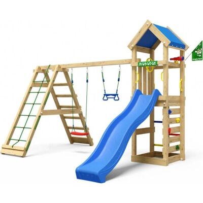 Jungle Gym Patio Legetårn M/climb & Blå Rutsjeb. Jungle Gym Patio Legetårn M/climb & Blå Rutsjeb.