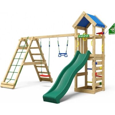 Jungle Gym Patio Legetårn M/climb & Grøn Rutsjeb. Jungle Gym Patio Legetårn M/climb & Grøn Rutsjeb.
