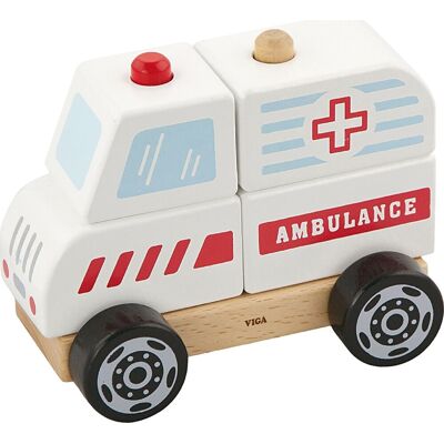 Viga Ambulance I Træ Med Stableklodser Viga Ambulance I Træ Med Stableklodser