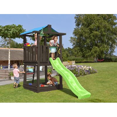 Jungle Gym Hut Legetårn M/grøn Rutsjebane, Sort Jungle Gym Hut Legetårn M/grøn Rutsjebane, Sort