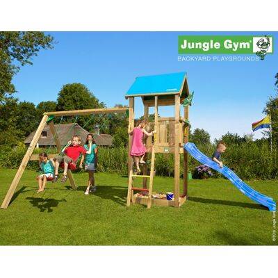 Jungle Gym Castle 2.1 Legetårn M/gynger & Rutsjeb. Jungle Gym Castle 2.1 Legetårn M/gynger & Rutsjeb.