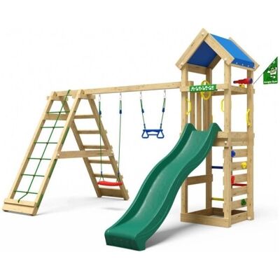 Jungle Gym Patio Legetårn M/climb & Grøn Rutsjeb. Jungle Gym Patio Legetårn M/climb & Grøn Rutsjeb.