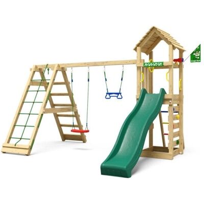 Jungle Gym Cocoon Legetårn M/climb & Grøn Rutsjeb. Jungle Gym Cocoon Legetårn M/climb & Grøn Rutsjeb.