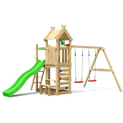 Jungle Gym Teepee Legetårn M/gynger & Grøn Rutsjeb Jungle Gym Teepee Legetårn M/gynger & Grøn Rutsjeb
