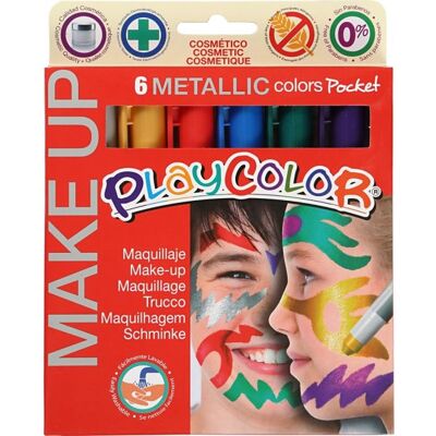 Playcolor Makeup Penne, Vandbaseret, 6 Metalfarver Playcolor Makeup Penne, Vandbaseret, 6 Metalfarver
