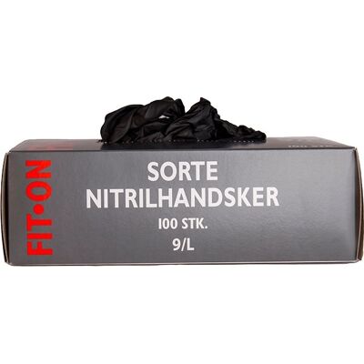 FIT-ON Nitrilhandsker Pudderfri Medium Sort 100stk FIT-ON Nitrilhandsker Pudderfri Medium Sort 100stk