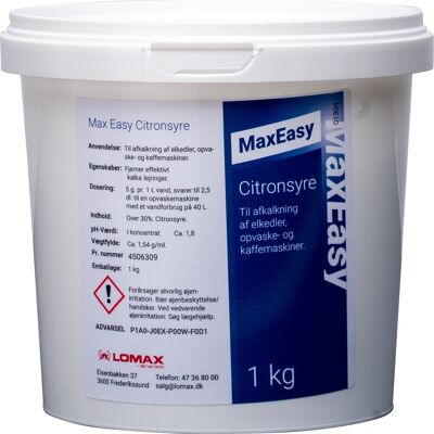 Max Easy Citronsyre Pulver 1 Kg Max Easy Citronsyre Pulver 1 Kg