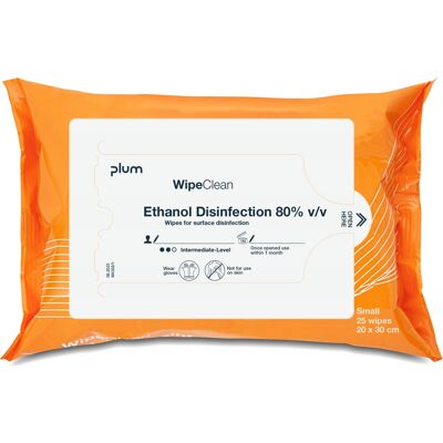 Plum Wipeclean 80% Wipes Small 25 Stk Plum Wipeclean 80% Wipes Small 25 Stk