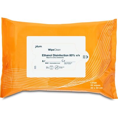Plum Wipeclean 80% Wipes Large 20 Stk Plum Wipeclean 80% Wipes Large 20 Stk