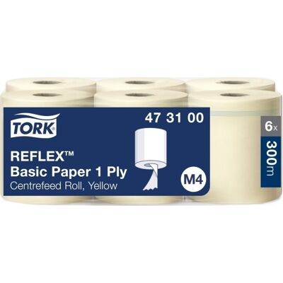 Tork M4 Reflex Aftørringspapir, 1-Lag, Gul, 6 Rl Tork M4 Reflex Aftørringspapir, 1-Lag, Gul, 6 Rl