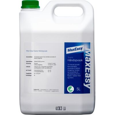 Max Easy Opvaskemiddel, Parfumefri, 5 L Max Easy Opvaskemiddel, Parfumefri, 5 L