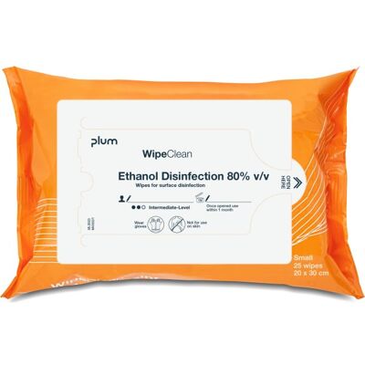 Plum Wipeclean 80% Wipes Small 25 Stk Plum Wipeclean 80% Wipes Small 25 Stk