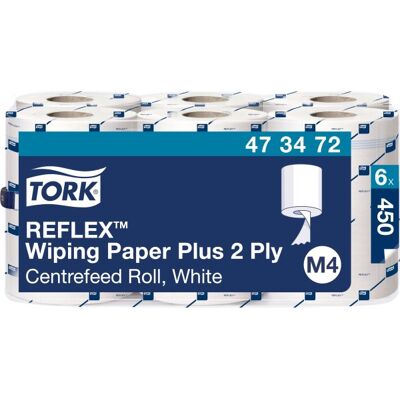 Tork M4 Reflex Aftørringspapir, 2-Lag, Hvid, 6 Rl Tork M4 Reflex Aftørringspapir, 2-Lag, Hvid, 6 Rl