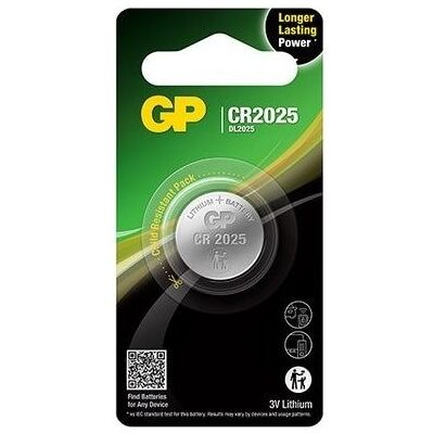 Gp Cr2025 Lithium Knapcelle Batteri, 1 Stk. Gp Cr2025 Lithium Knapcelle Batteri, 1 Stk.