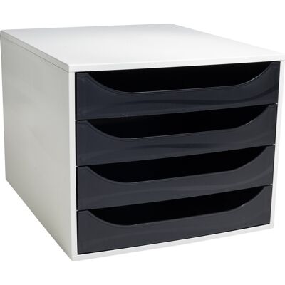 Exacompta Ecobox Skuffekabinet, 4, Grå/sort Exacompta Ecobox Skuffekabinet, 4, Grå/sort