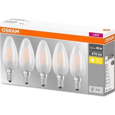 Osram Retro Led Kertepære Mat E14, 4w=40w 5-Pak Osram Retro Led Kertepære Mat E14, 4w=40w 5-Pak