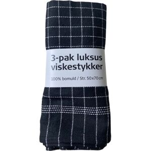 No-Name Viskestykke 50 X 70 Cm, Sort M/hvide Tern, 3-Pak