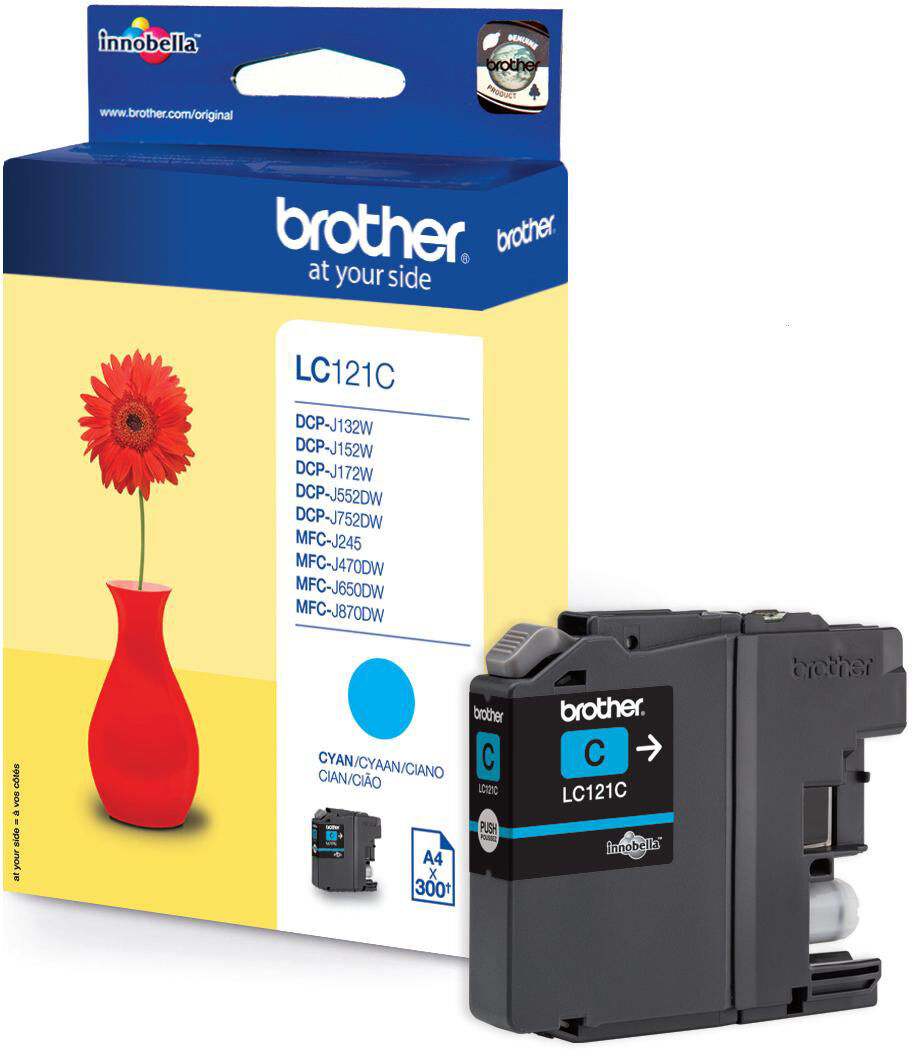 Brother Blækpatron cyan, 300 sider LC121C