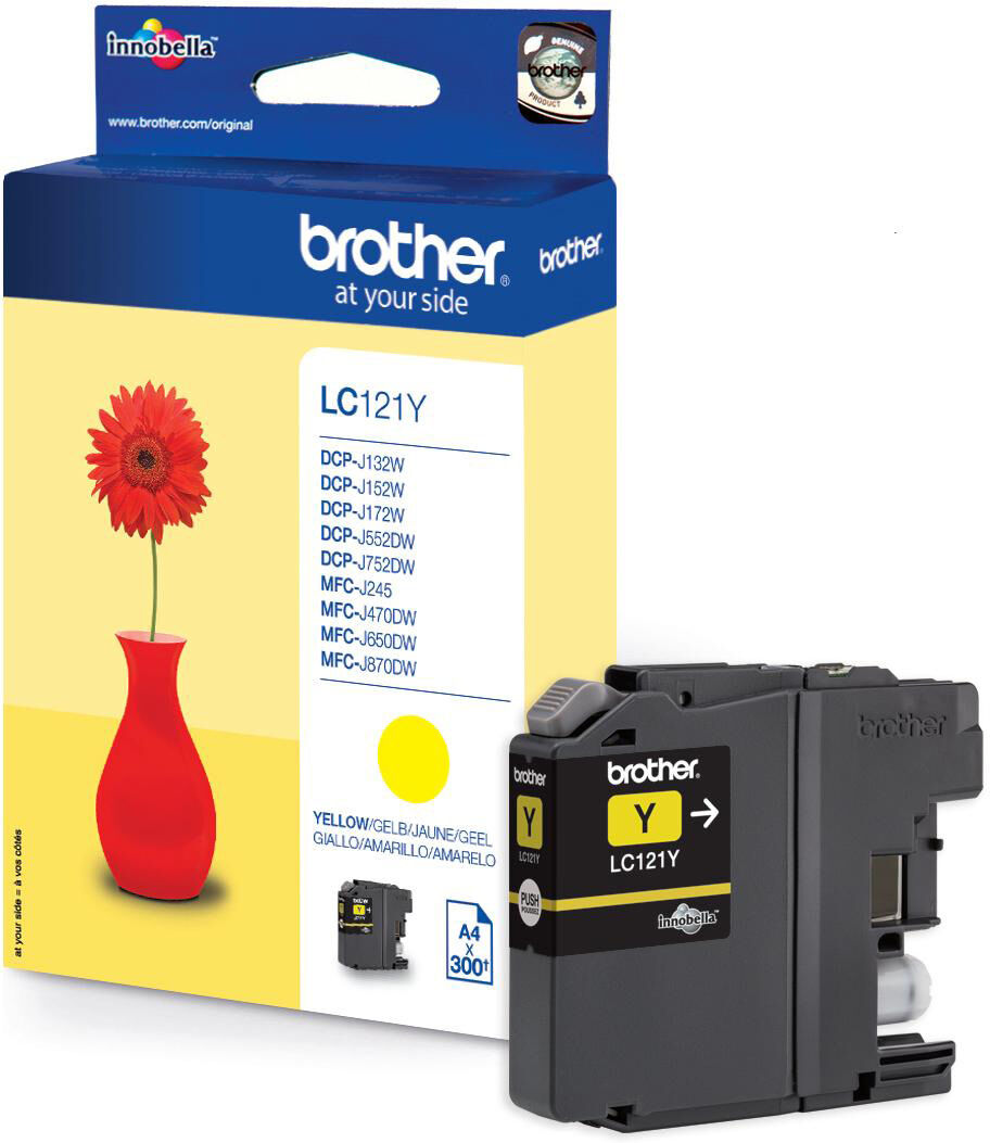 Brother Blækpatron gul, 300 sider LC121Y