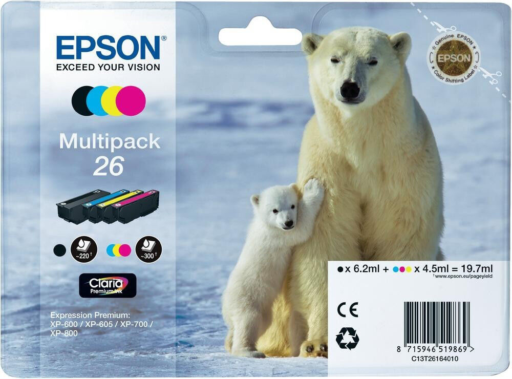 Epson Epson 26 MultiPack Bk,C,M,Y T2616