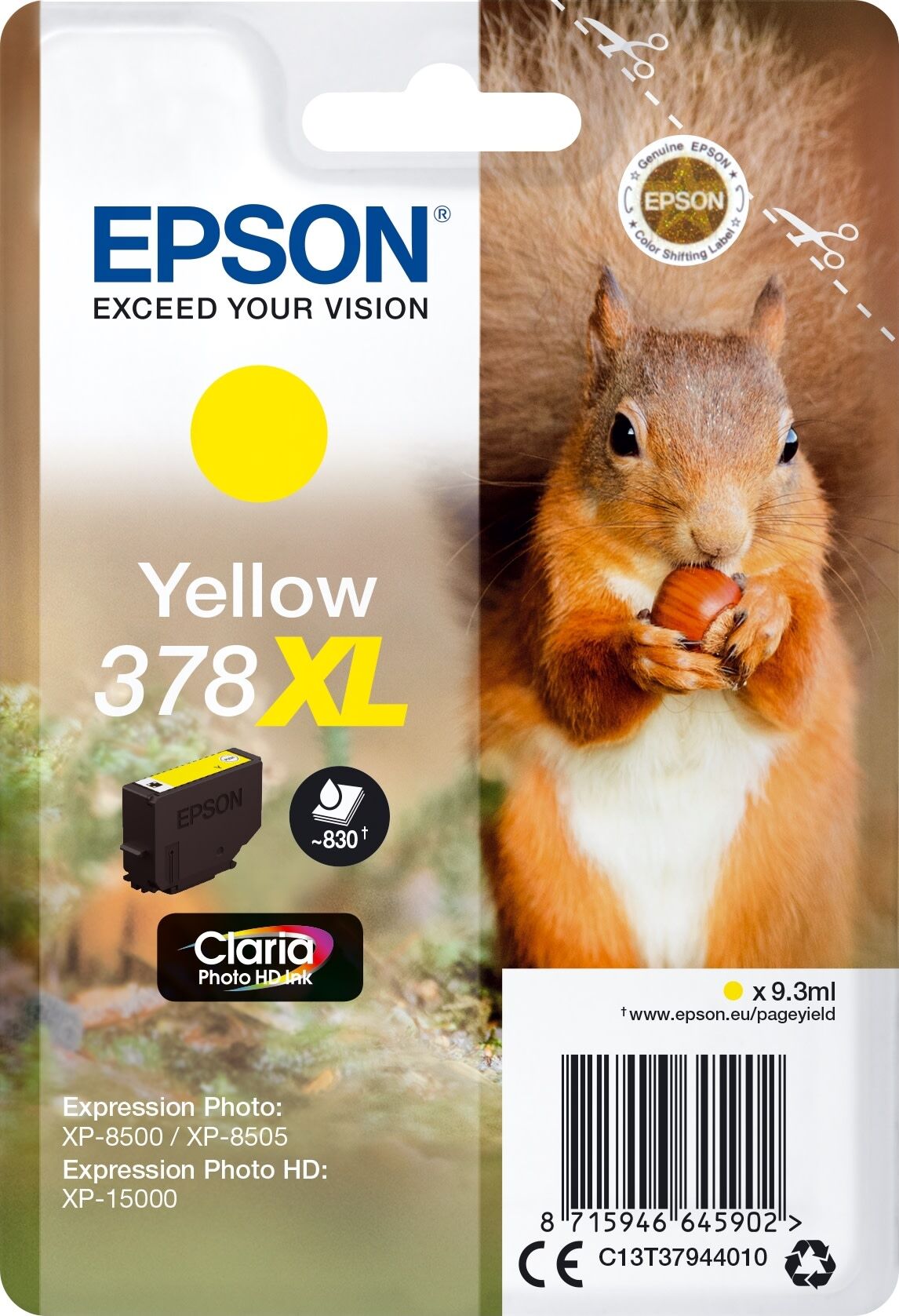 Epson Epson 378XL Blækpatron Gul T3794