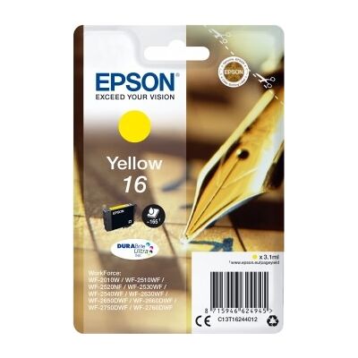 Epson T1624 Blækpatron, 165 Sider, Gul Epson T1624 Blækpatron, 165 Sider, Gul