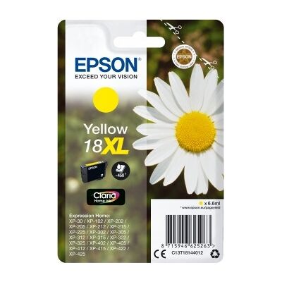 Epson 18xl Blækpatron, Gul, 450 S. Epson 18xl Blækpatron, Gul, 450 S.