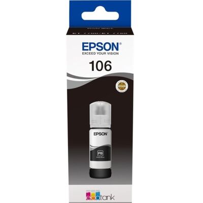 Epson T106 Blæktank, Foto-Sort, 70ml Epson T106 Blæktank, Foto-Sort, 70ml