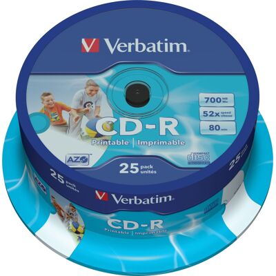 Verbatim Cd-R 700mb/80min Printable, 25stk Verbatim Cd-R 700mb/80min Printable, 25stk