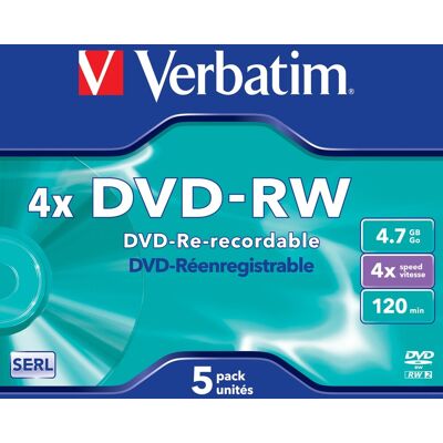 Verbatim Dvd-Rw 4,7gb Jewel Case, 5 Stk Verbatim Dvd-Rw 4,7gb Jewel Case, 5 Stk