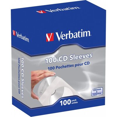 Verbatim 49976 Transparente Hvide CD-sleeves - Opbevaringsdisk Verbatim 49976 Transparente Hvide CD-sleeves - Opbevaringsdisk