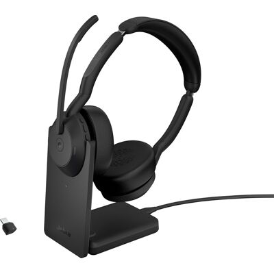 Jabra Evolve2 55 Ms Stereo Headset Med Ladestand Jabra Evolve2 55 Ms Stereo Headset Med Ladestand
