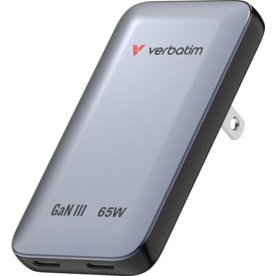 Verbatim Essentials Slim Gan 65w Oplader, Grå Verbatim Essentials Slim Gan 65w Oplader, Grå