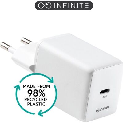 Estuff Infinite Usb-C Oplader 45w Gan, Hvid Estuff Infinite Usb-C Oplader 45w Gan, Hvid