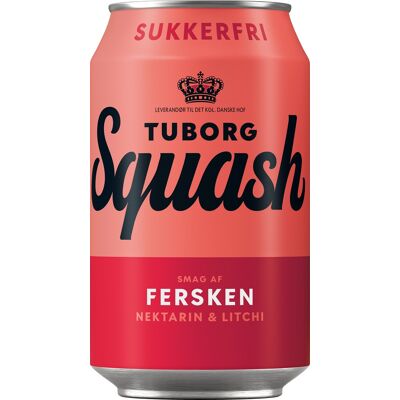 Tuborg Squash Fersken, Sukkerfri, 33 Cl Tuborg Squash Fersken, Sukkerfri, 33 Cl