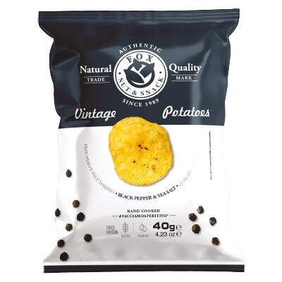 Fox Vintage Vintage Chips Med Salt & Peber, 40 G Fox Vintage Vintage Chips Med Salt & Peber, 40 G