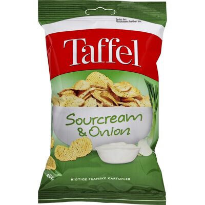 Taffel Sourcream & Onion Chips, Minipose, 40 G Taffel Sourcream & Onion Chips, Minipose, 40 G
