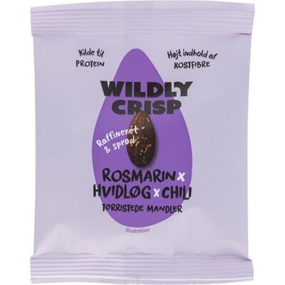 Wildly Crisp Mandler Rosmarin/hvidløg/chili 24x25g Wildly Crisp Mandler Rosmarin/hvidløg/chili 24x25g