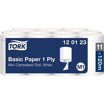 Tork M1 Basic Aftørringspapir 1-Lag, Hvid, 11 Rl Tork M1 Basic Aftørringspapir 1-Lag, Hvid, 11 Rl