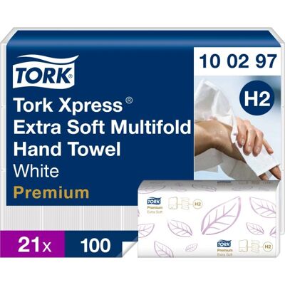 Tork H2 Premium Håndklædeark M-Fold, 2-Lag, 21 Pk Tork H2 Premium Håndklædeark M-Fold, 2-Lag, 21 Pk
