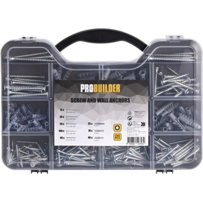Probuilder Spånpladeskruesæt M/rawlplugs 330 Dele Probuilder Spånpladeskruesæt M/rawlplugs 330 Dele
