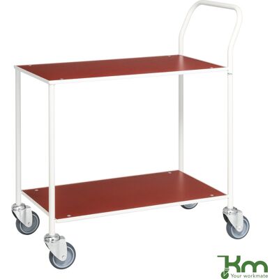 Kongamek Rullebord - 2 Hylder, 840x430x970, Hvid/rød Kongamek Rullebord - 2 Hylder, 840x430x970, Hvid/rød