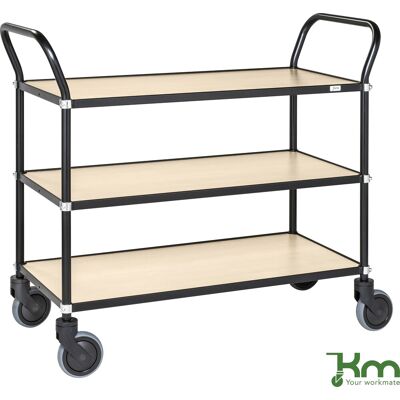Kongamek Rullebord - 3 Hylder, 1100x430x940, Sort/birk Kongamek Rullebord - 3 Hylder, 1100x430x940, Sort/birk