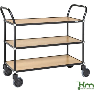 Kongamek Rullebord - 3 Hylder, 1100x430x940, Sort/bøg Kongamek Rullebord - 3 Hylder, 1100x430x940, Sort/bøg