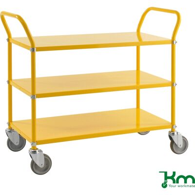 Kongamek Rullevogn 3 Hylder, 1070x450x940, 250 Kg, Gul Kongamek Rullevogn 3 Hylder, 1070x450x940, 250 Kg, Gul