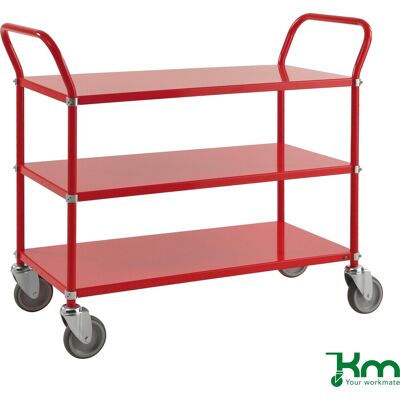 Kongamek Rullevogn 3 Hylder, 1070x450x940, 250 Kg, Rød Kongamek Rullevogn 3 Hylder, 1070x450x940, 250 Kg, Rød
