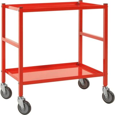 Kongamek Rullevogn, 2 Hylder, 670x415x760, 150 Kg, Rød Kongamek Rullevogn, 2 Hylder, 670x415x760, 150 Kg, Rød