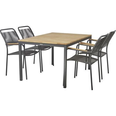 Mandalay Toscana Havebord L.132 Cm + 4 Verona, Antracit Mandalay Toscana Havebord L.132 Cm + 4 Verona, Antracit