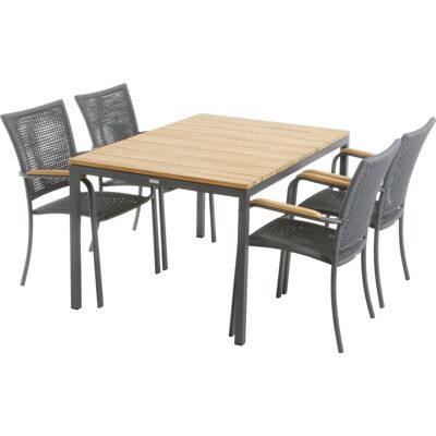 Mandalay Toscana Havebord L.132 Cm + 4 Ravello, Antracit Mandalay Toscana Havebord L.132 Cm + 4 Ravello, Antracit