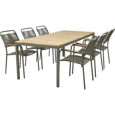 Mandalay Toscana Havebord L.197 Cm + 6 Verona, Olivengrøn Mandalay Toscana Havebord L.197 Cm + 6 Verona, Olivengrøn